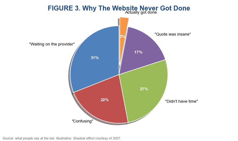 Pie chart: why the website never got done