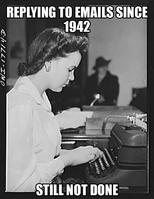 A 1940s secretary at a typewriter