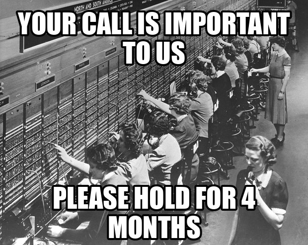 Rows of telephone switchboard operators