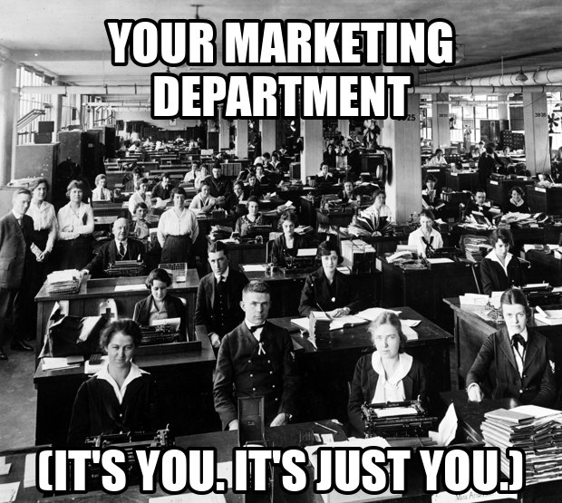 A 1940s typing pool full of workers